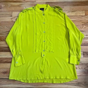 Vivienne Westwood Anglomania Silk Shirt Sz 40 Green Epaulet Blouse Avant Garde - Picture 1 of 11