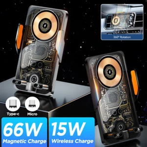 15W Wireless Charger 66W Car Air Vent Magnetic Charging Holder For iPhone 14 15 - Picture 1 of 17