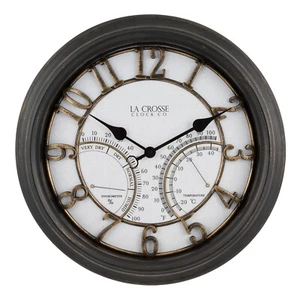 404-4450 La Crosse Clock Co. 19.7" Indoor/Outdoor Wall Clock with Temp/Humidity - Picture 1 of 7