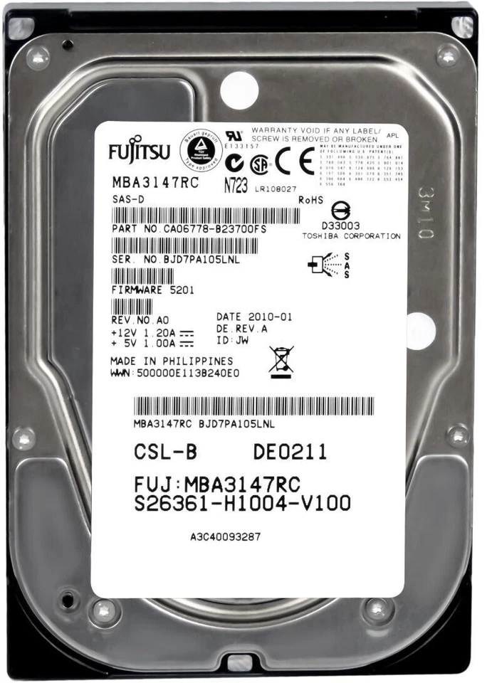 Hard Drive Fujitsu MBA3147RC S26361-H1004-V100 146GB 15000U/Min SAS 3.5 " Inch - Image 1 of 3