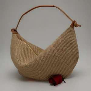 AUTH NWT $795 Mansur Gavriel Fortune Zip Top Raffia Hobo In Natural - Picture 1 of 18