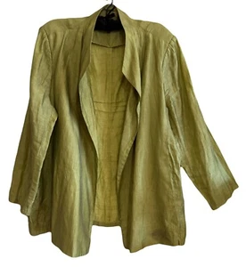 MAGGIE T Green Linen Jacket-Size 22/24 - Picture 1 of 2