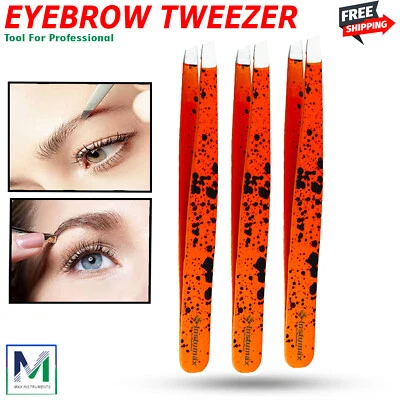 Eyebrow Eyelash Tweezers Slant Professional Beauty Eyebrow Hair Pluckers - Image 1 of 2