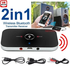 Bluetooth 5.0 Transmitter Receiver 2 IN 1 Wireless Audio 3.5mm Jack Aux Adapter - Picture 1 of 12