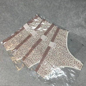 NEW Auden Thong Womens Size M Leopard Print Lot of 4 Cream Tan Underwear Panties - Picture 1 of 6
