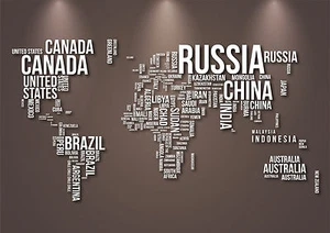 modern world map print countries satin or canvas 28" x 20" MAPS - Picture 1 of 3