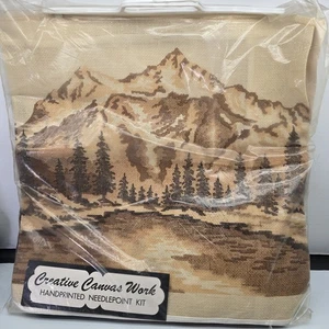Kit de punta de aguja vintage Elsa Williams 24x18" nuevo de stock escena de montaña grande muy raro - Imagen 1 de 14