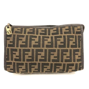 FENDI Zucca Canvas Cosmetic Pouch Bag Brown/7BH0164 - Picture 1 of 8