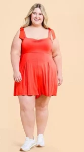 Blogilates Women's Sweetheart Romper - Spicy Orange 1X NWT Shoulder Ties - Picture 1 of 4