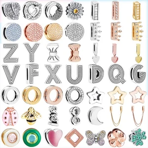 Flat Charms S925 Silver Beads Pendant For silver Flat Bracelets Chain Bangle - Picture 1 of 60