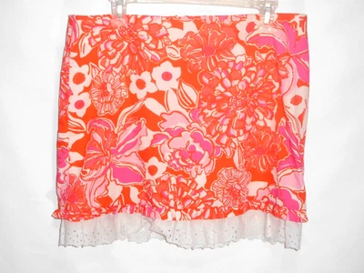 Lilly Pulitzer Mini Skirt Sz 8 Callie Tango & Hopper with added 2" Eyelet Ruffle - Image 1 of 4