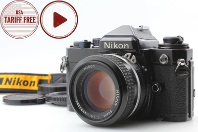 New Seals[Near MINT +Strap] Nikon FE Black + Ai Nikkor 50mm f1.4 Lens From JAPAN - Image 1 of 4