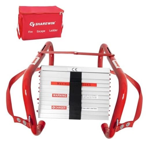 Portable Fire Ladder Emergency Escape 15 Foot With Wide Steps V Center Support