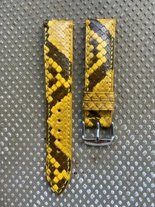 26mm 24 23 22 21 20 19 18 17 16 14 yellow black Snake Leather Watch Strap Band - Picture 1 of 10