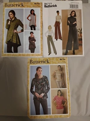 Lot Of 3 NEW Butterick Patterns Women's Long/Short Sleeve Tops  Pants  S 8 To 16 - Image 1 of 4