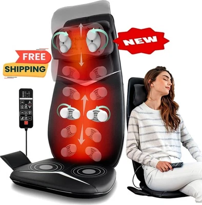 Masajeador Shiatsu de Cuello y Espalda con Calor para Silla - Almohadilla de Mas - Imagem 1 de 4