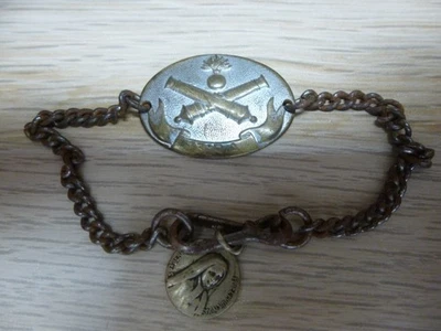 Gourmette plaque d'identité Artillerie France 13 eme R.A  + Vierge    13 : R.A. - Photo 1/3