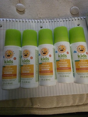 5 Pack- Kids By Babyganics SPF 50 Mineral Sunscreen, 3oz 02/2026 - Изображение 1 из 3