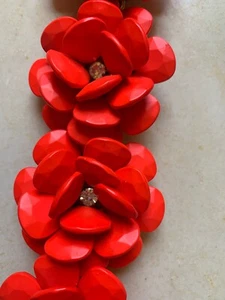 Limited Edition J.CREW Flower Bracelet Red-Orange STATEMENT RARE - Picture 1 of 5