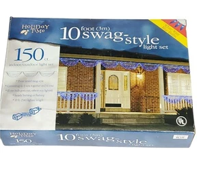 SWAG-STYLE Indoor/Outdoor 150 Light ICE BLUE White Wire Set 10 Feet - Picture 1 of 2