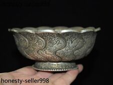 5'' Marked Chinese palace dynasty Tibetan silver bird statue Tea cup Bowl Bowls