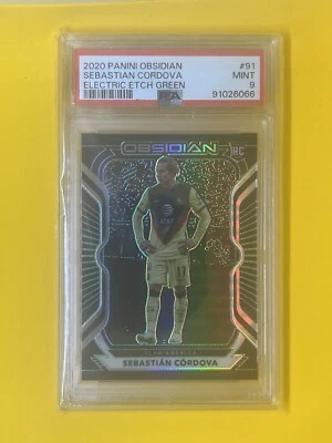 2020 panini obsidian Sebastian Cordova Electric Etch Green PSA 9 POP 1 - Image 1 of 2
