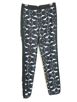 BCBG MAX AZRIA 0 Beysa Jacquard Navy Combo Trousers Pants NWOT $295 - Image 1 of 4