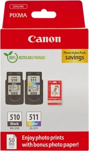 Canon PG-510/CL-511 VALUE Pacchetto Di 2 Cartucce D'Inchiostro (Nero Colore) +50 - Foto 1 di 12