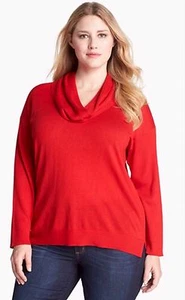 Vince Camuto Plus Size 1x Cowl Neck Red Sweater, retail $89 - Picture 1 of 3