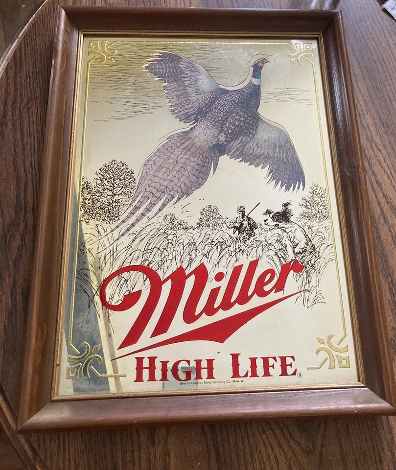 Vintage Miller High Life Mirror Pheasant Bar Man Cave - Image 1 of 1