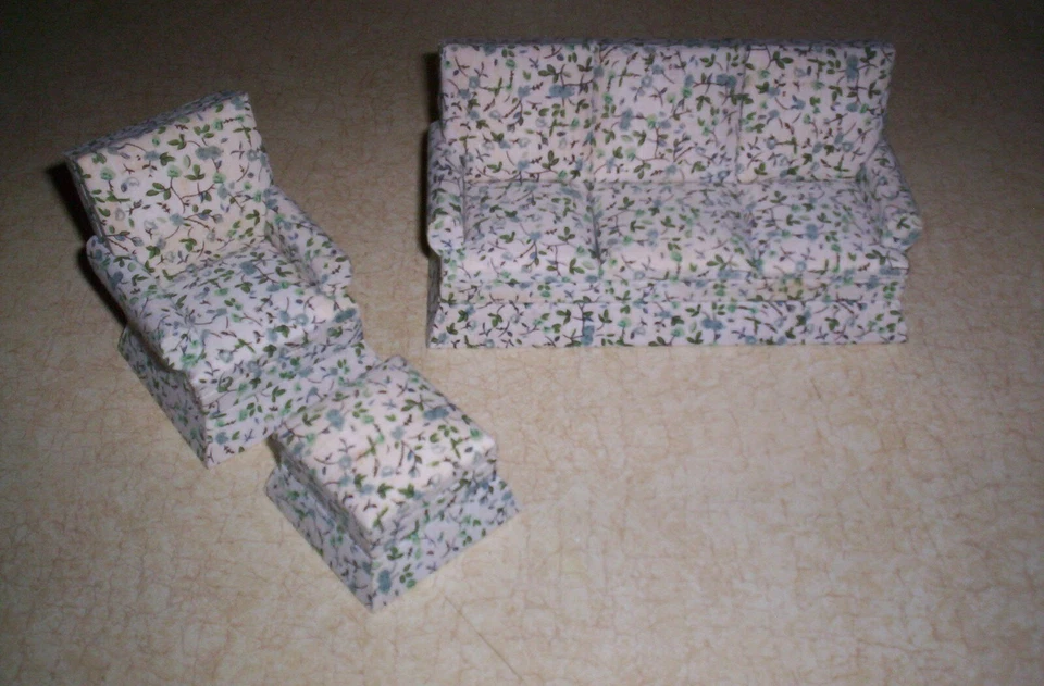 SILLA SOFÁ HANSSON REPOSAPIÉS CASA DE MUÑECAS MUEBLES MINIATURA Foto 1 de 4