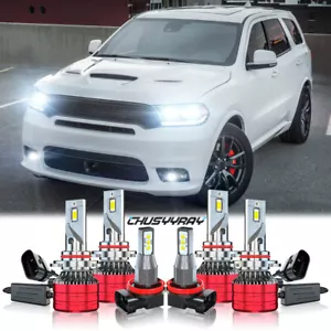 For Dodge Durango 2016- 2019 2020 - 6X Combo LED Headlight + Fog Light Bulbs Kit - Picture 1 of 16