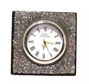 Royal Selangor Celebration Collection Pewter Leaves Table Clock - Picture 1 of 6