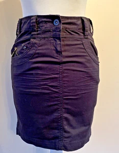 Denim Cotton Mini Short Skirt Size 8 stretch black - Picture 1 of 3
