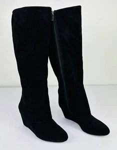 Jessica Simpson Wedge Heeled Suede Boots Womens Black Size 8 - Picture 1 of 8