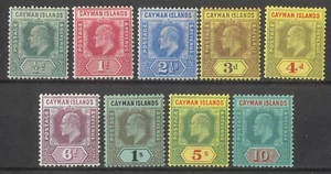Cayman Islands 1907-09 KEVII Set/9 Stamps (1/- Multi Crown WMK) SG25/34 MH #W2 - Picture 1 of 1