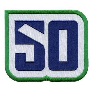 2020 Vancouver Canucks 50th Anniversary Logo Trikot Aufnäher blau & grün Version - Bild 1 von 2