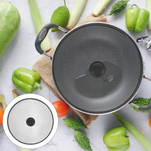 Stainless Steel Pot Lid Splatter Guard for Frying Cover Spill Stopper - Picture 1 of 12