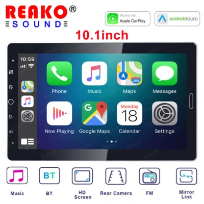10.1" 1 Din For Apple/Android Carplay Car Stereo Radio Bluetooth Touch Screen - Image 1 of 4