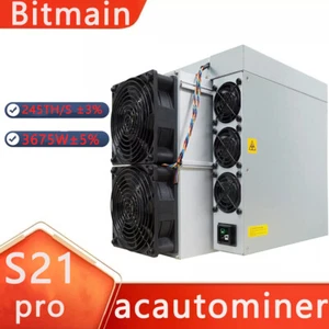 Bitmain S21 Pro 345Th 3675W Bitcoin Miner Asic Miner With PSU & Warranty - Picture 1 of 4