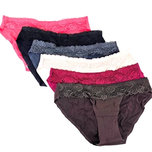 Sunm Boutique Large Seamless Women Lace Panties No Show Bikini Underwear 6 Pack - Picture 1 of 7