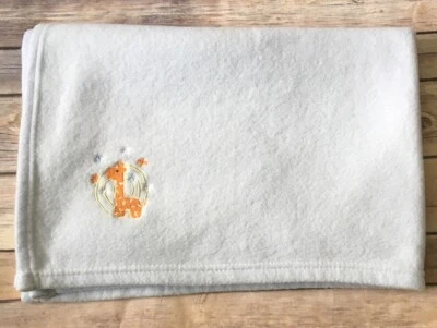 Fisher-Price Embroidered Giraffe Baby Blanket Light Blue Fleece - Image 1 of 4