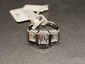 Bella Luce Platineve Three stone CZ Ring w/ Sapphire & Topaz accents Sz 8 JTV - Picture 1 of 9