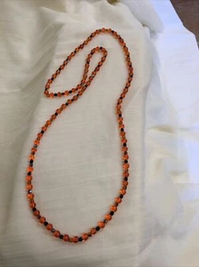 Handmade Necklace 36”strand Of Orange Beads W/Small Beads For Accent Color NEW - Picture 1 of 4