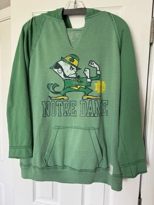 Notre Dame Fighting Irish Retro Brand Hoodie Sweatshirt Green V Neck Women's L - Image 1 of 4