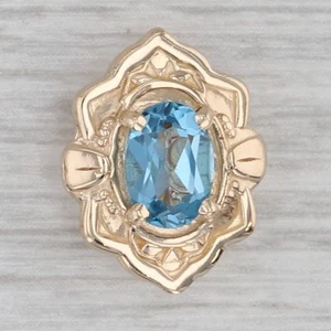 0.90ct Blue Topaz Solitaire Slide Bracelet Charm 14k Yellow Gold Richard Glatter - Picture 1 of 5