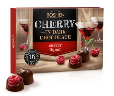 Gift Box Sweets ROSHEN Shooters Candy Cherry in Dark Chocolate with Liquor 155g