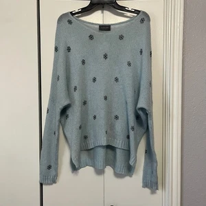 Wooden Ships Snowflake Sweater  Boat Neck Dolman Sleeve Mohair Wool Blend M L - Picture 1 of 7