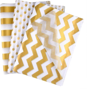 60 Stück Gold Weiß Seidenpapier Großpackung 3 Stil Dekor Metallic Geschenkpapier f - Bild 1 von 7