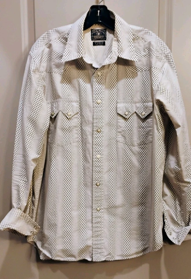 Camisa occidental a presión azul geométrica perla peto marca Lucky para hombre (grande) Foto 1 de 4